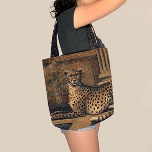 Vintage Tapestry Cheetah Tote Upcycle